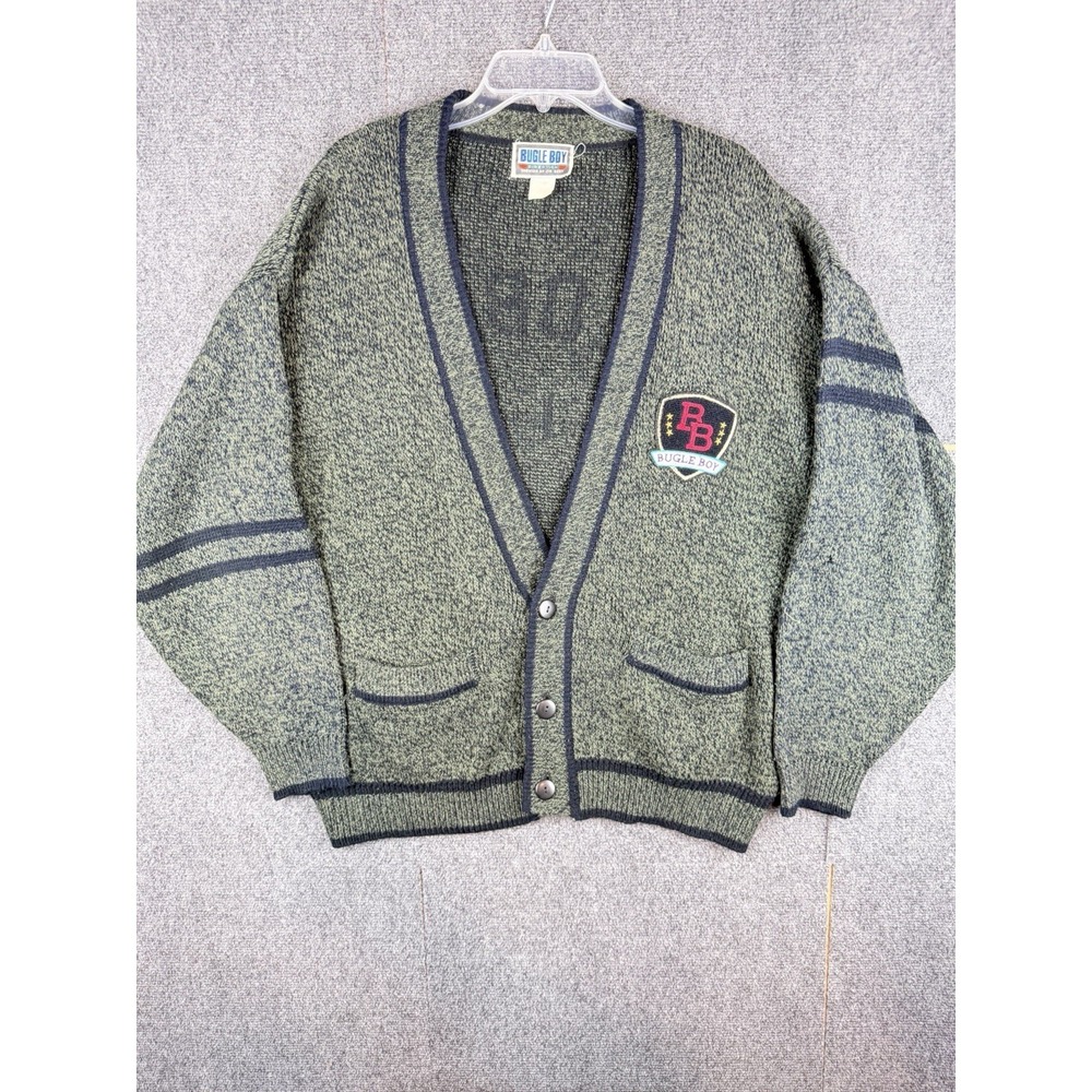 Vintage‎ Bugle Boy Sweater Mens XL Global Challenge Cardigan 90s Retro V Neck